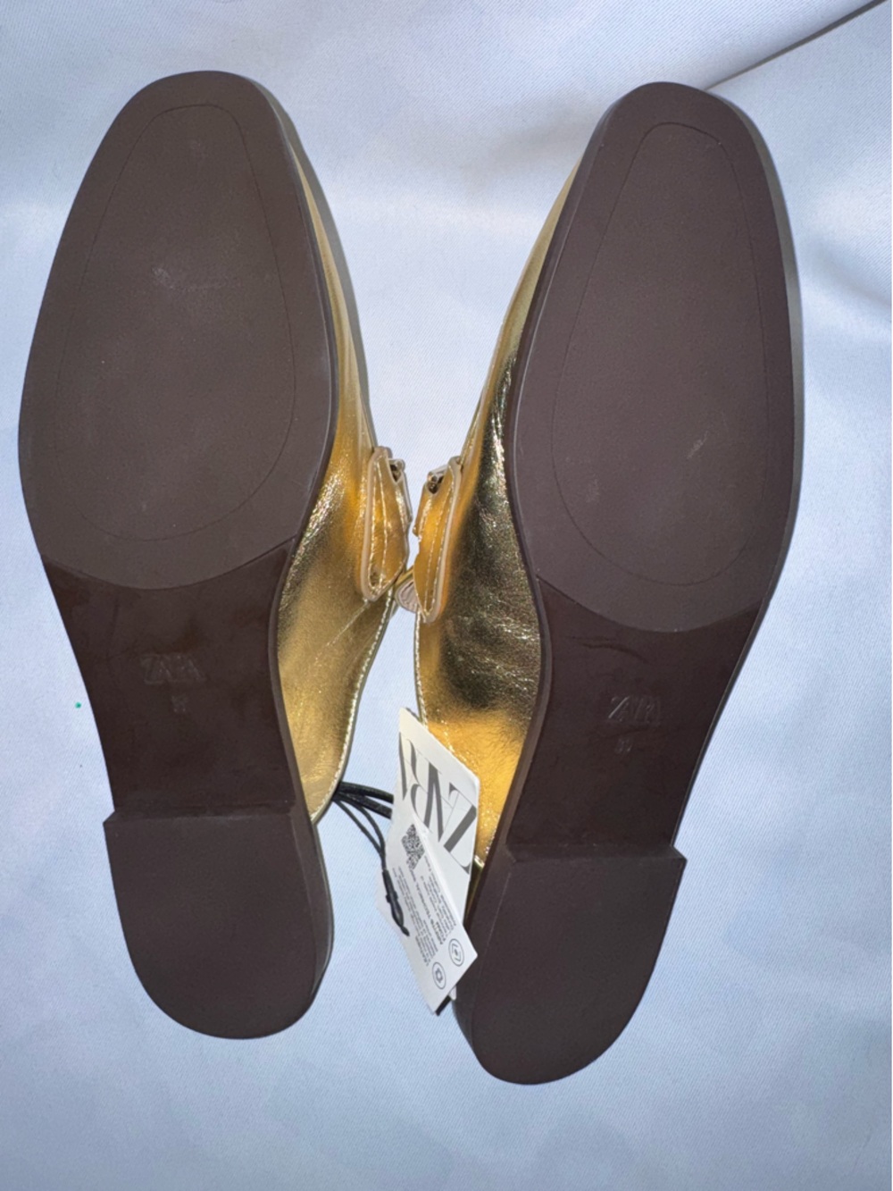 Zara Women’s Metallic Gold Slip-On Mules with Bit Detail, Size 39 New with Tags - Picture 10 of 11